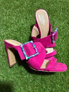 Charles by Charles David Fuchsia Suede Buckle Heels